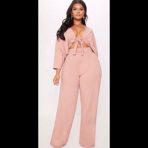Plus Blush Crepe Batwing Cut Out Jumpsuit